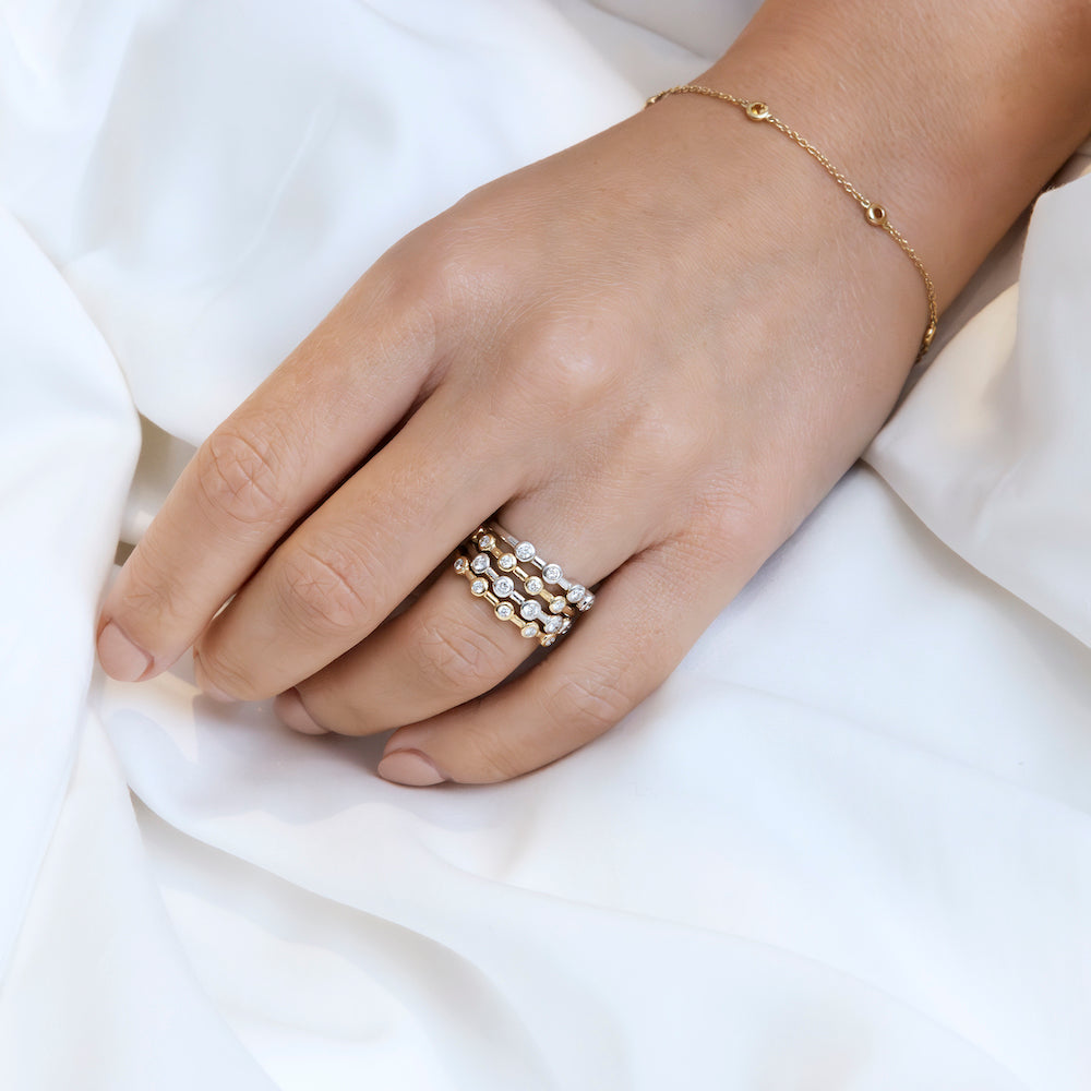 9ct White Gold Stacking Ring with Round Diamonds