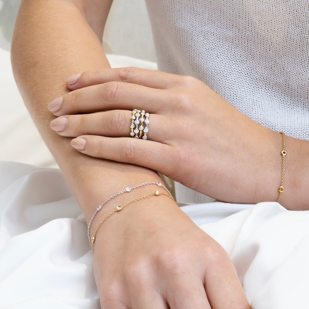 9ct Yellow Gold Stacking Ring with Round Diamonds