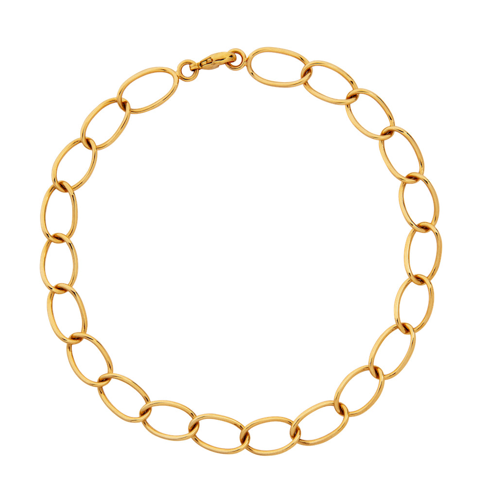 9ct Yellow Gold Large Oval Link Necklace with Lobster Clasp