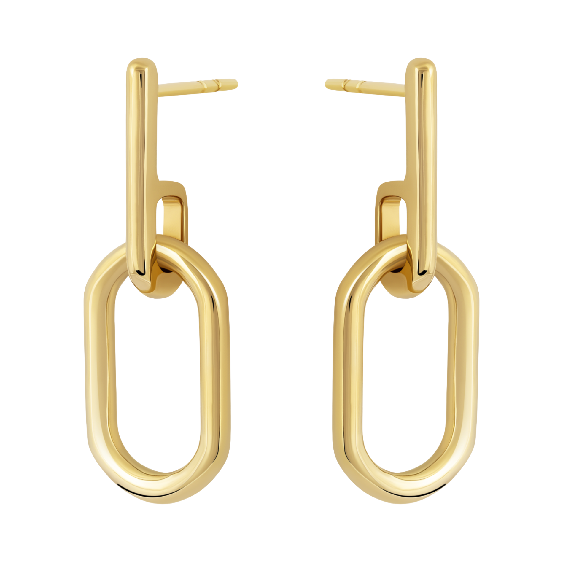 9ct Yellow Gold Large Oval Link Drop Earrings