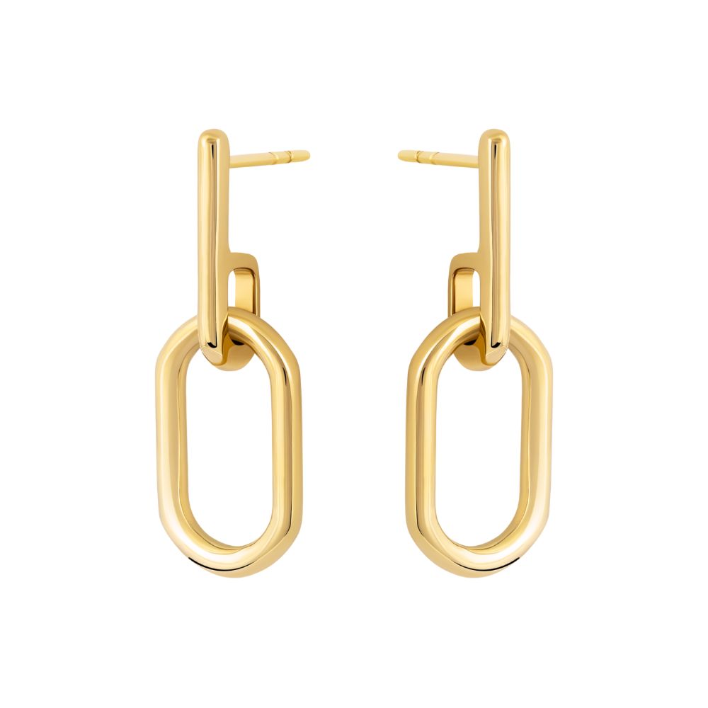 9ct Yellow Gold Large Oval Link Drop Earrings