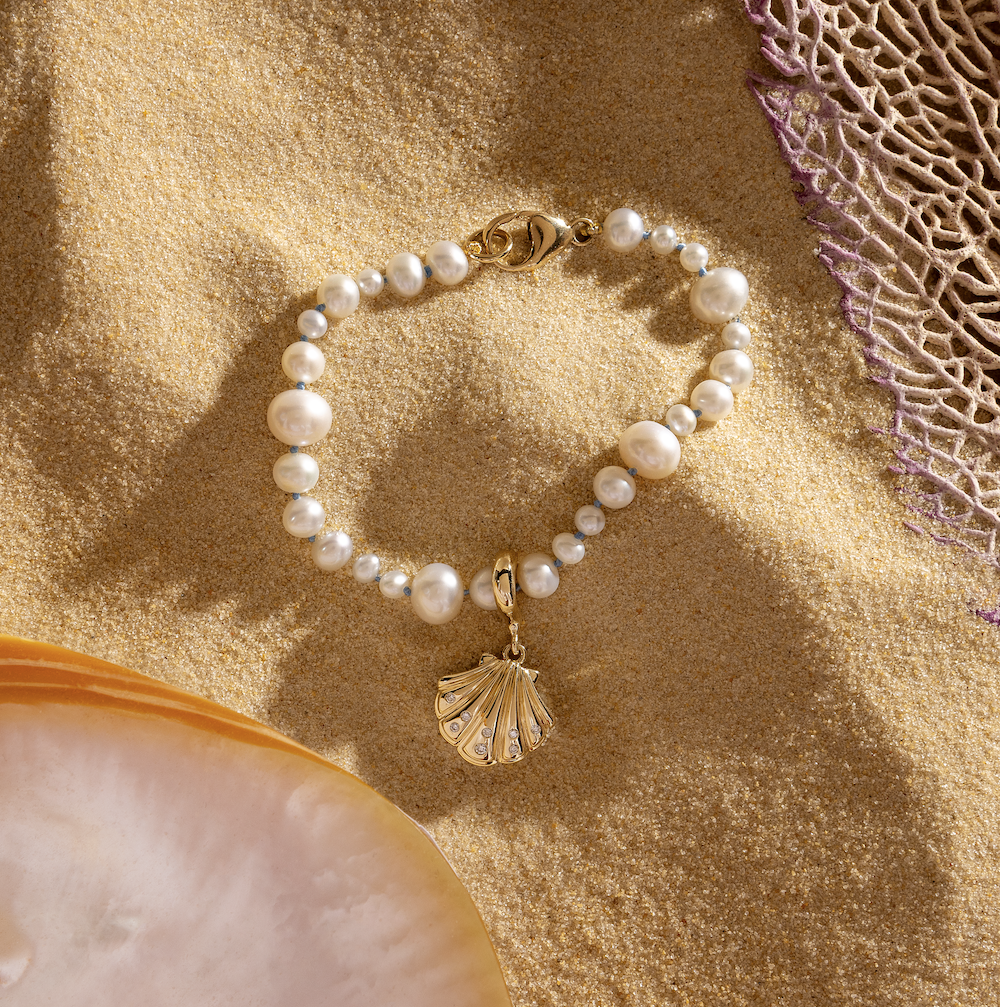 9ct Yellow Gold Shell Necklace With Diamonds - Connector Loop (Small/Large)