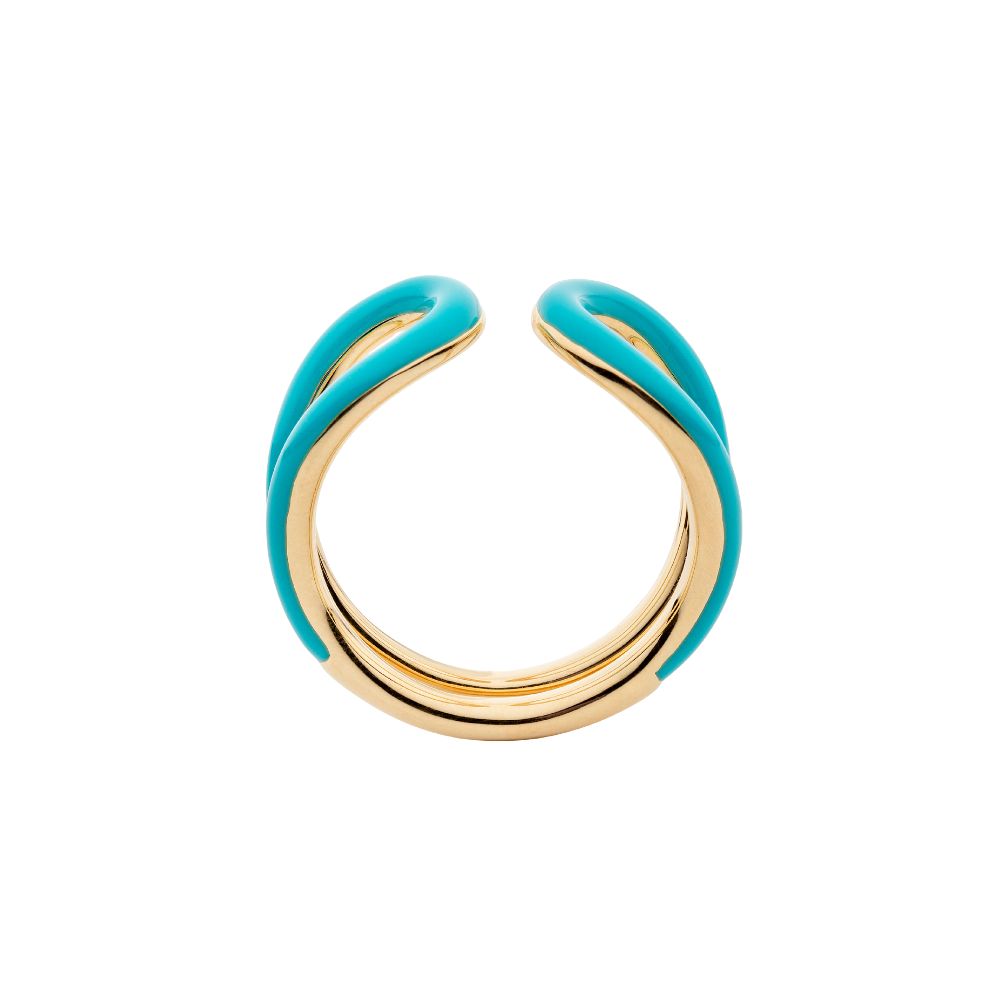 9ct Yellow Gold Oval Ring with Turquoise Enamel