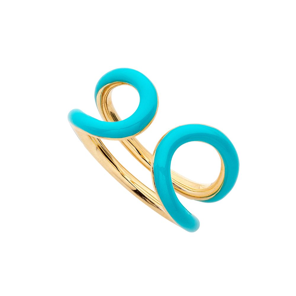 9ct Yellow Gold Oval Ring with Turquoise Enamel