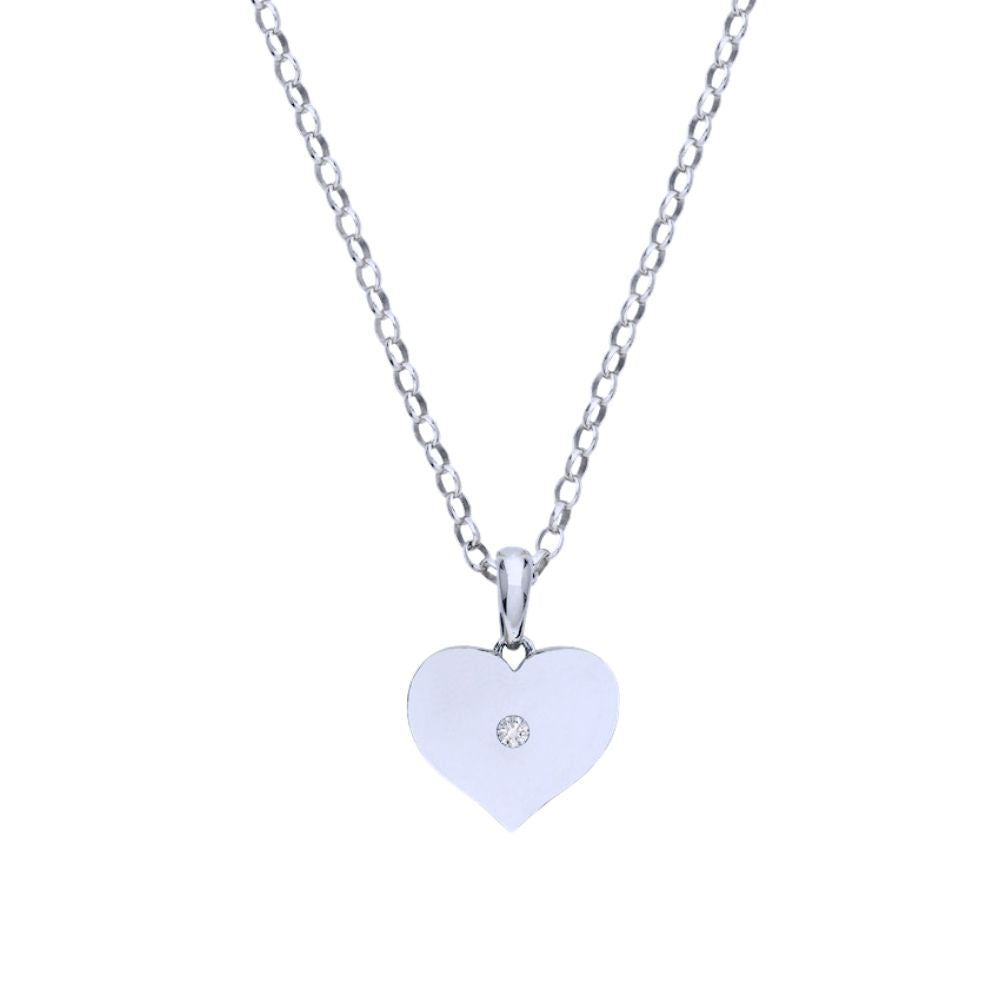 9ct Yellow/White Gold Plain Heart Necklace with Diamond