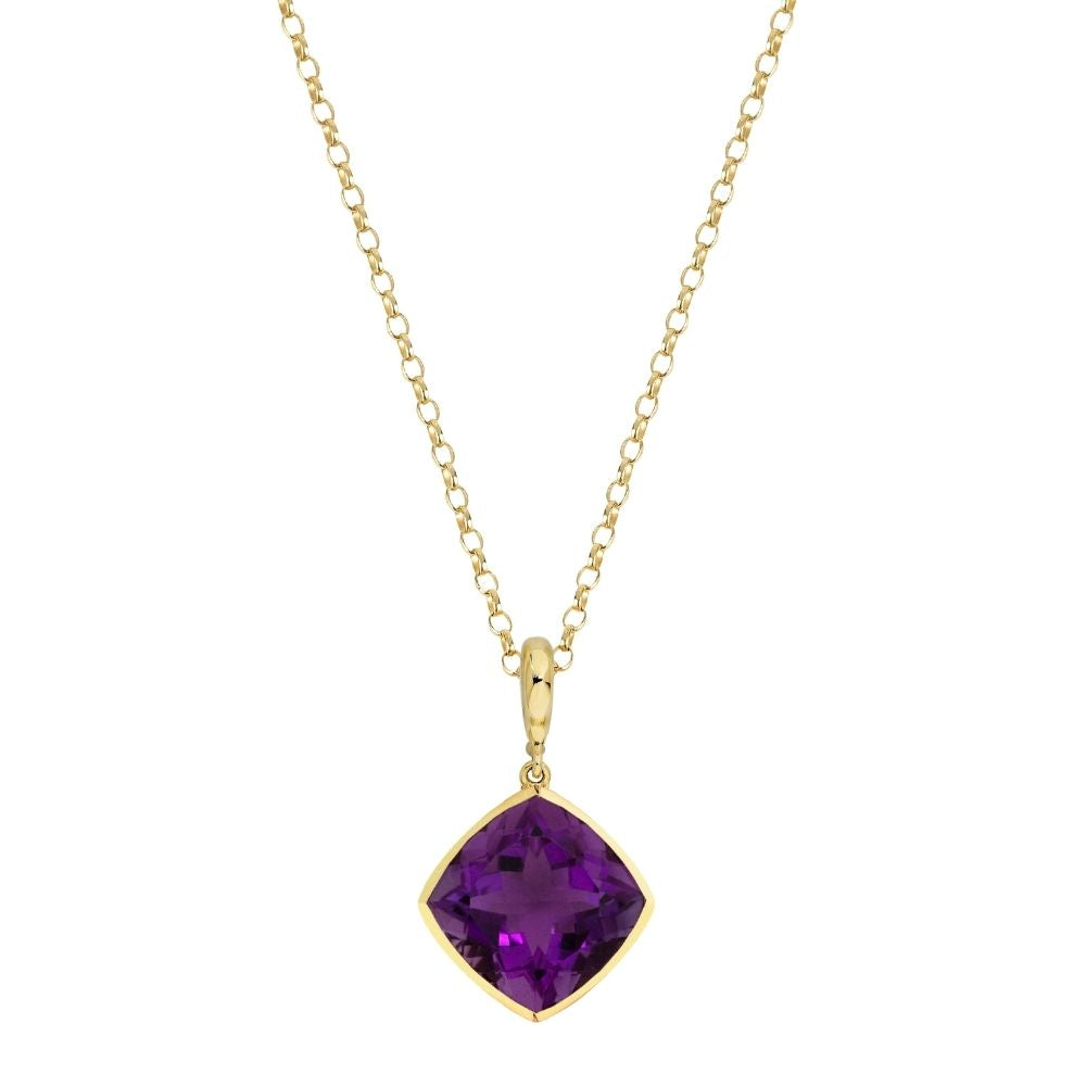 9ct Yellow Gold Single-Stone Amethyst Necklace