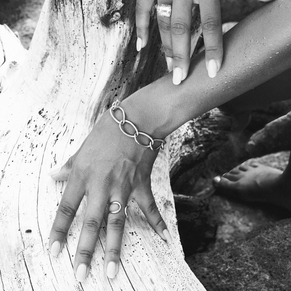 Sterling Silver Large Oval Link Bracelet with Lobster Clasp