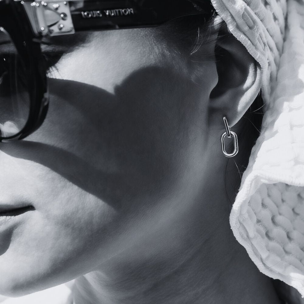 Sterling Silver Small Oval Link Drop Earrings