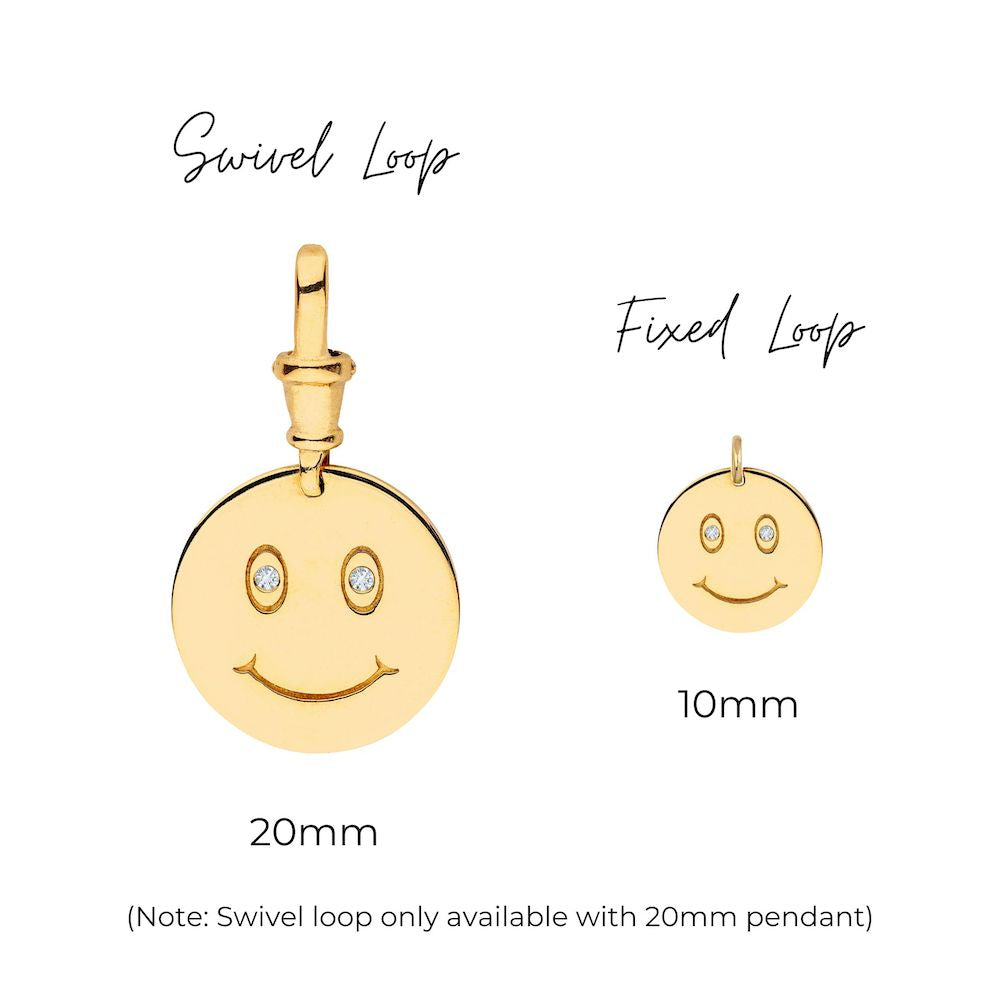 9ct Yellow Gold Smiley Pendant with Diamonds Small/Medium