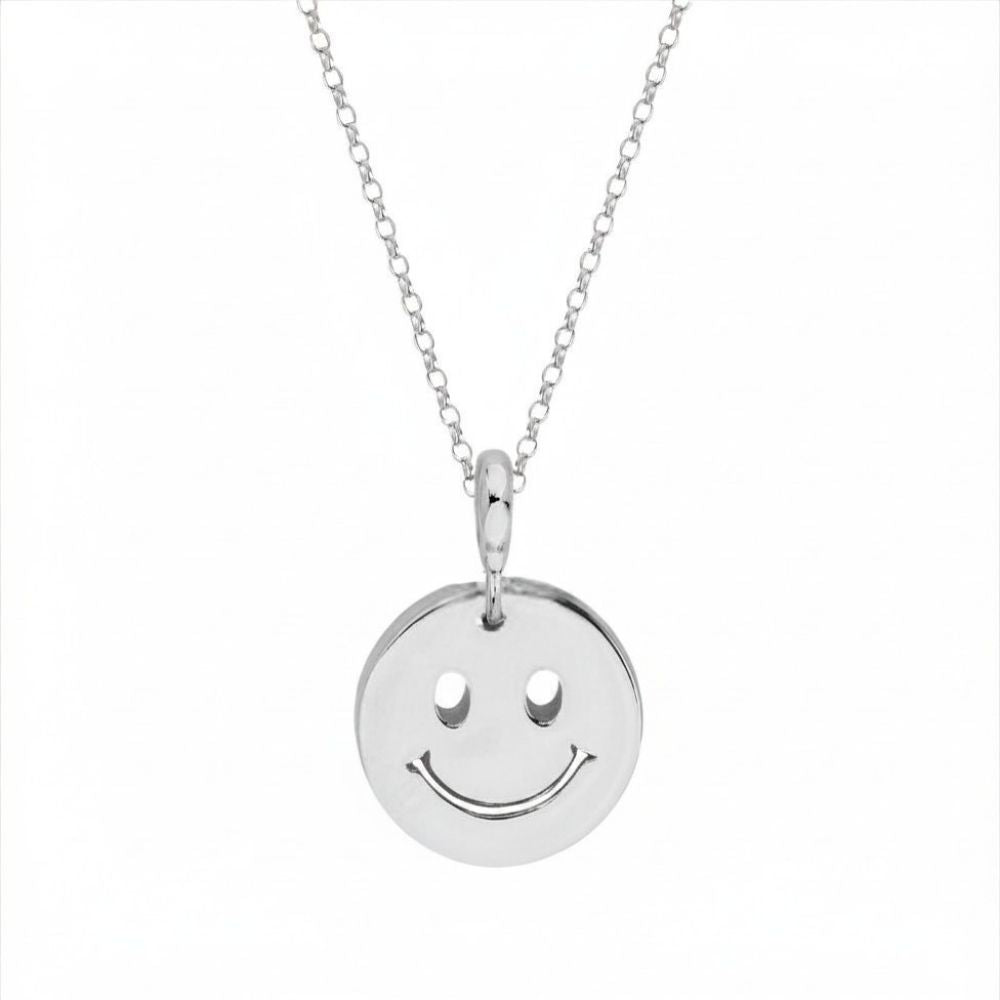 Sterling Silver Cutout Smiley Necklace (Small/Large)