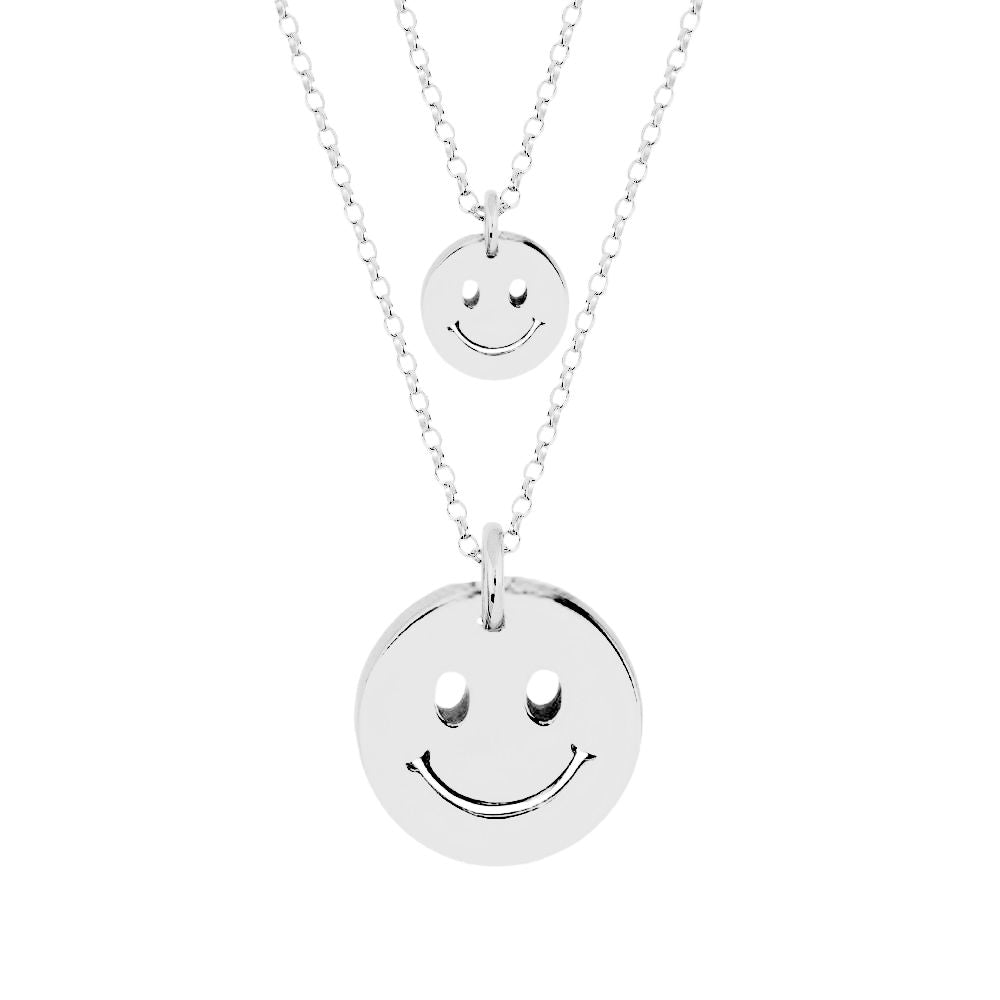 9ct White Gold Cutout Smiley Necklace (Small/Large)
