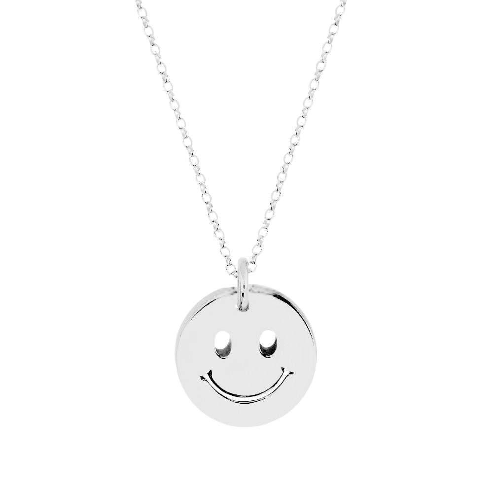 9ct White Gold Cutout Smiley Necklace (Small/Large)