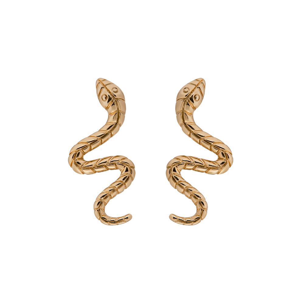 9ct Yellow Gold Plain Snake Earrings