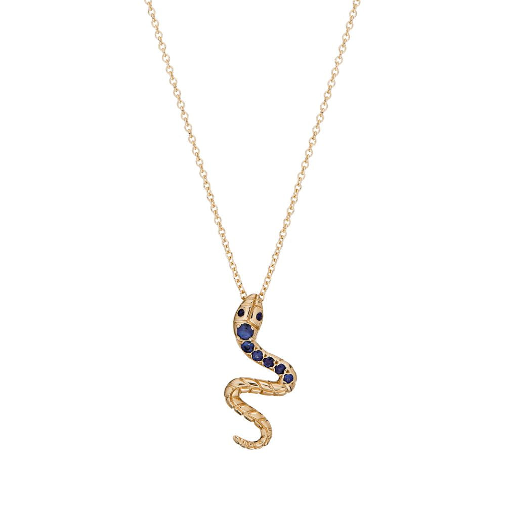 9ct Yellow Gold Snake Pendant Set with Sapphire