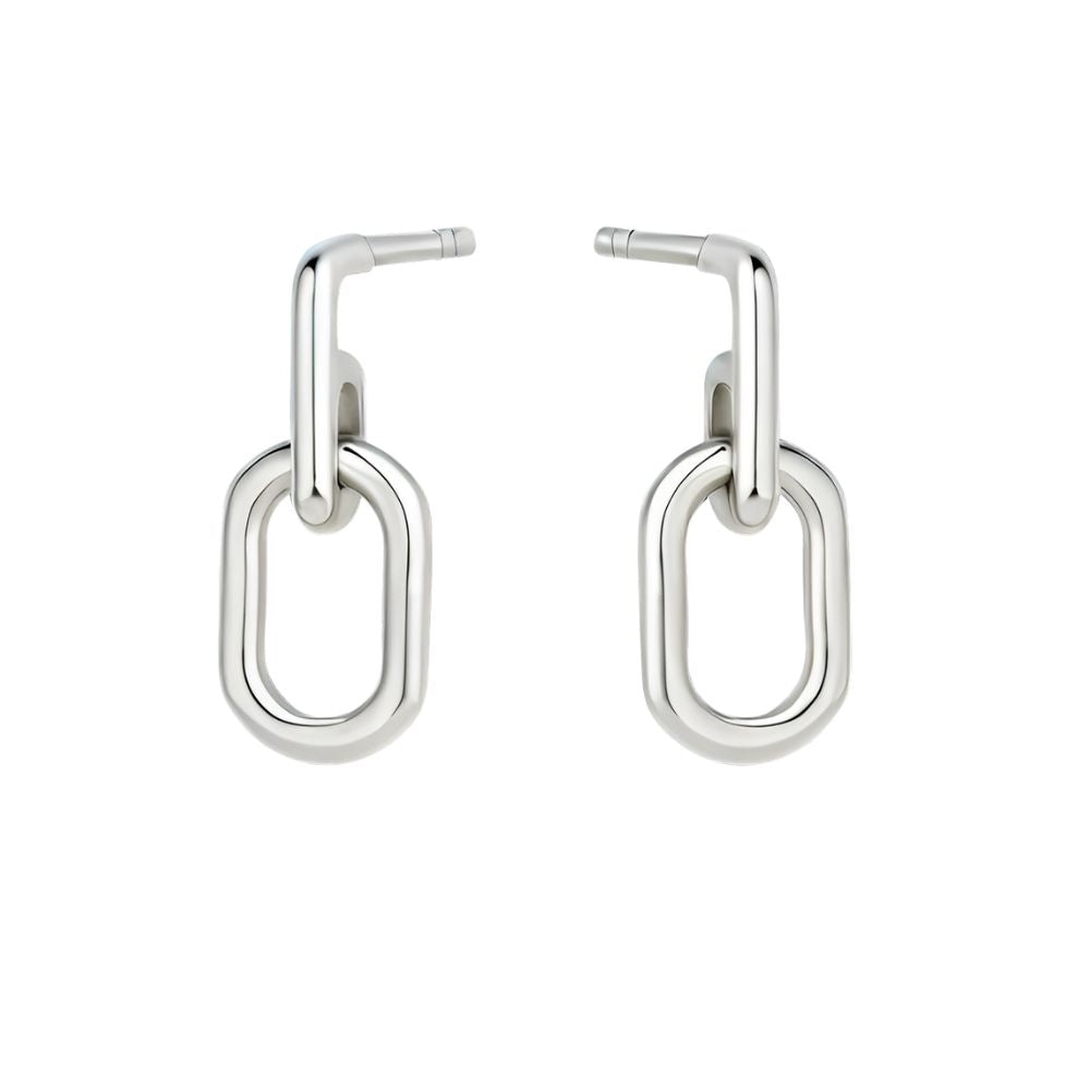 Sterling Silver Small Oval Link Drop Earrings