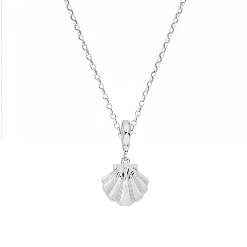 Sterling Silver Plain Shell Necklace - Connector Loop (Small)