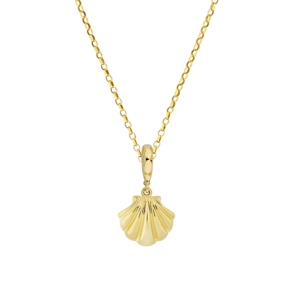 9ct Yellow Gold Plain Shell Necklace - Connector Loop (Small)