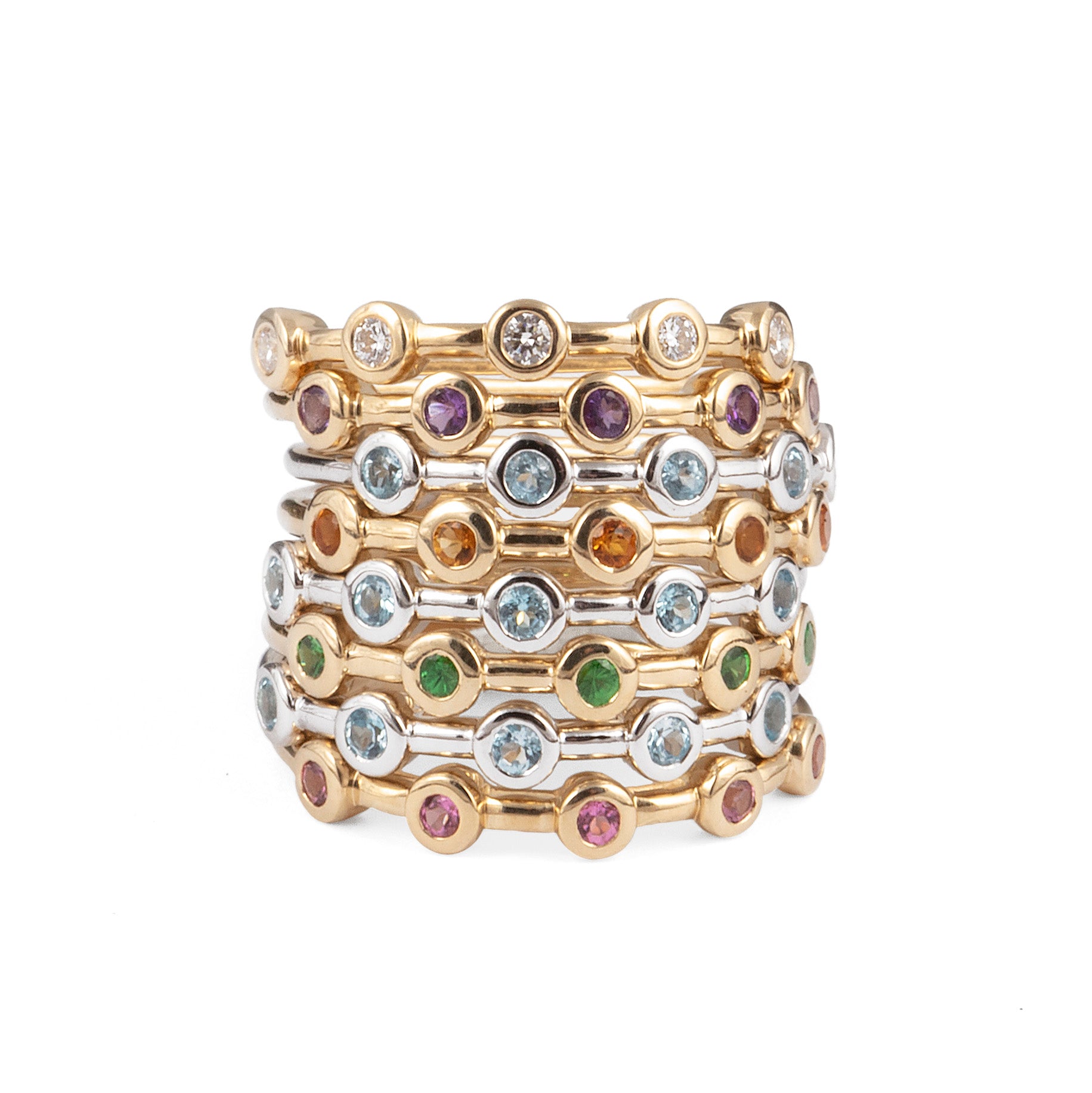 9ct Yellow Gold Stacking Ring with Round Diamonds