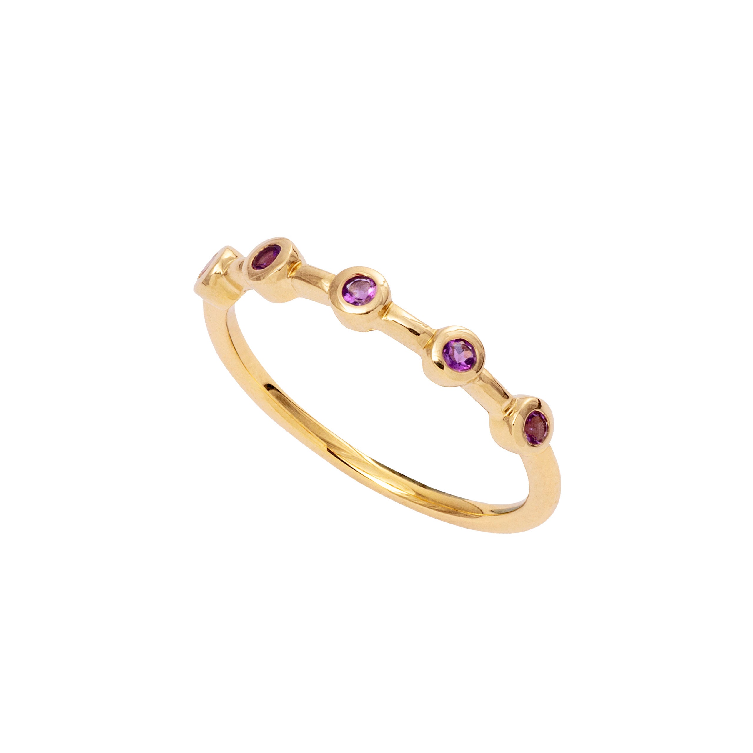 9ct Yellow Gold Stacking Ring with Round Amethyst