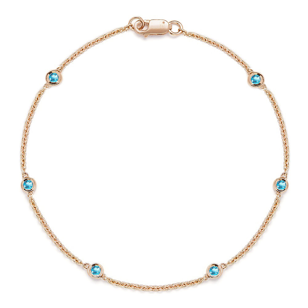 9ct Yellow Gold Chain Bracelet with Spectacle-Set Aquamarine