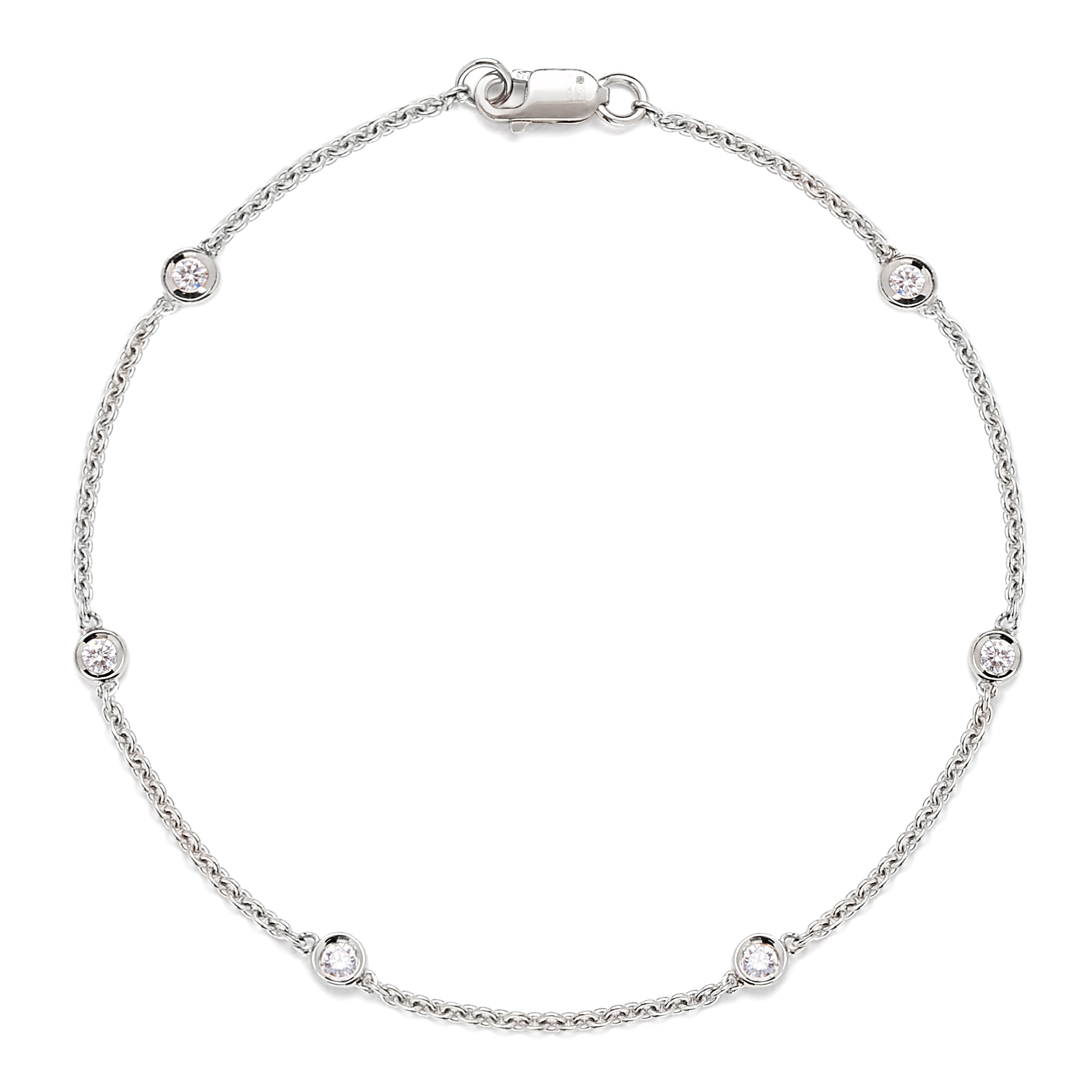 18ct White Gold Chain Bracelet with Spectacle-Set Diamond