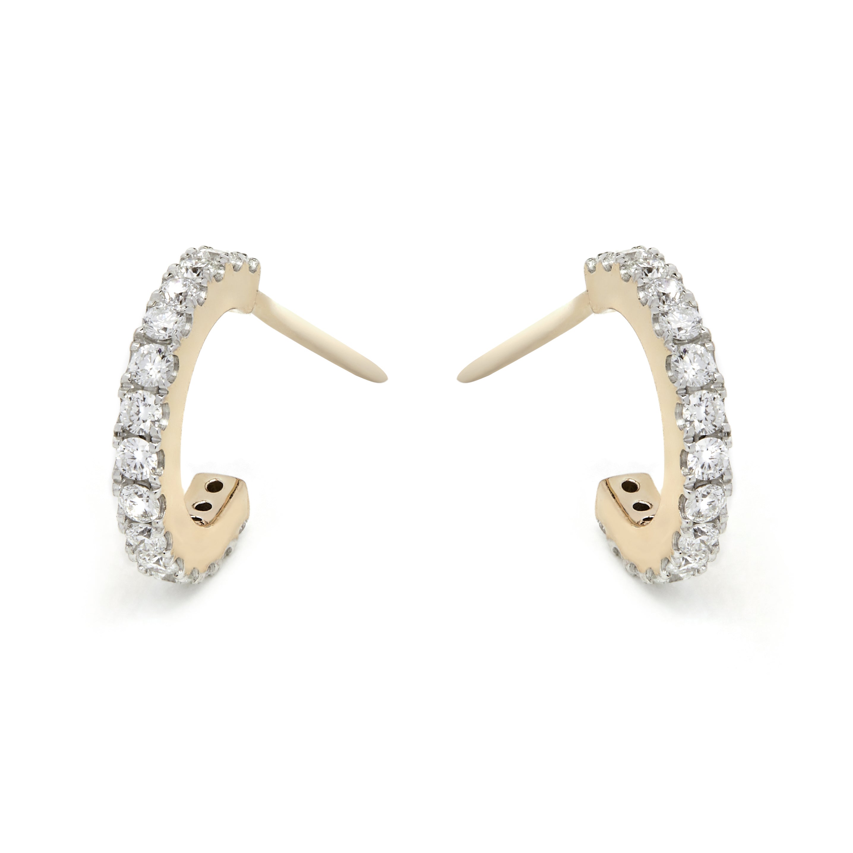 9ct Yellow Gold Hoop Earrings Pavé-Set with Diamond