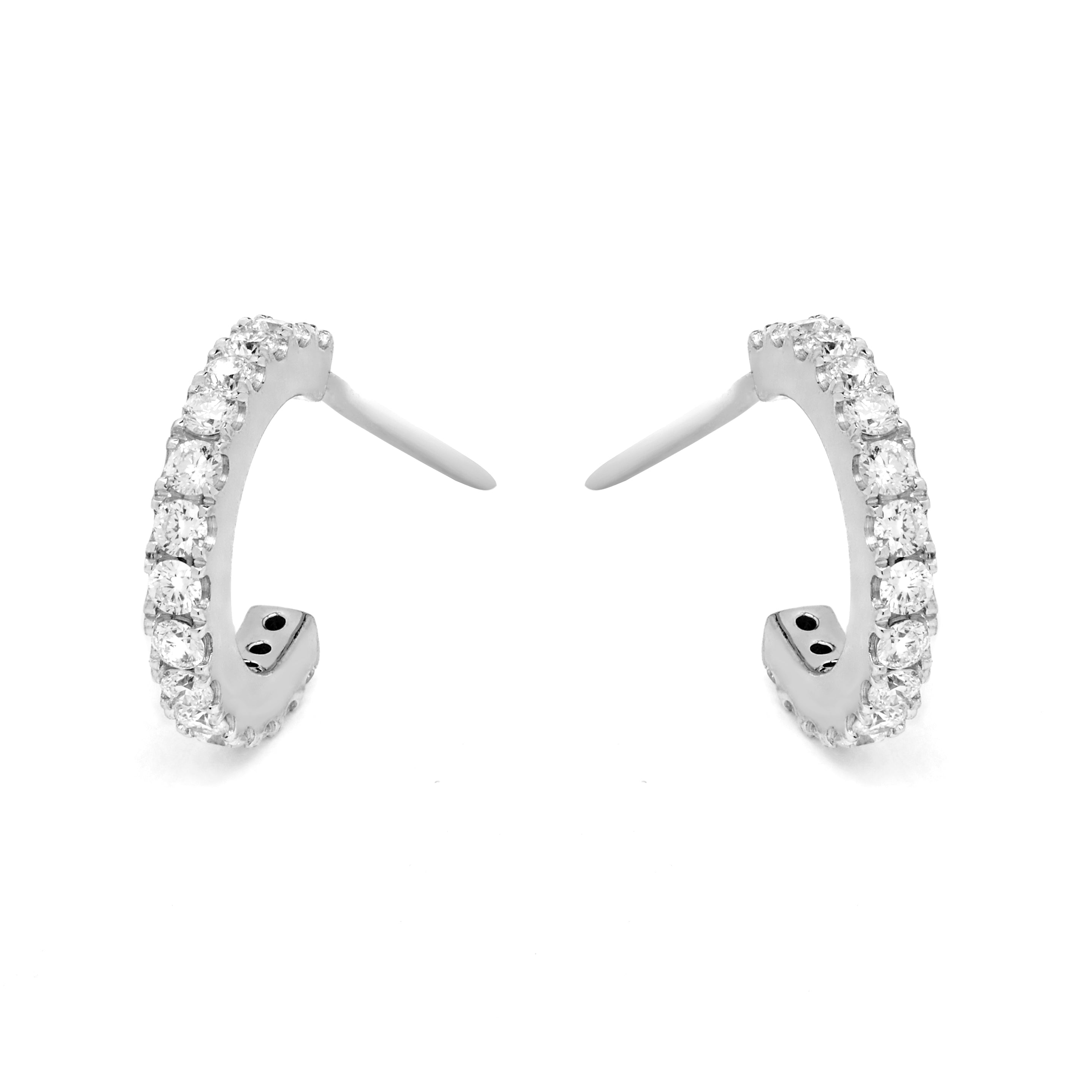 9ct White Gold Hoop Earrings Pavé-Set with Diamond