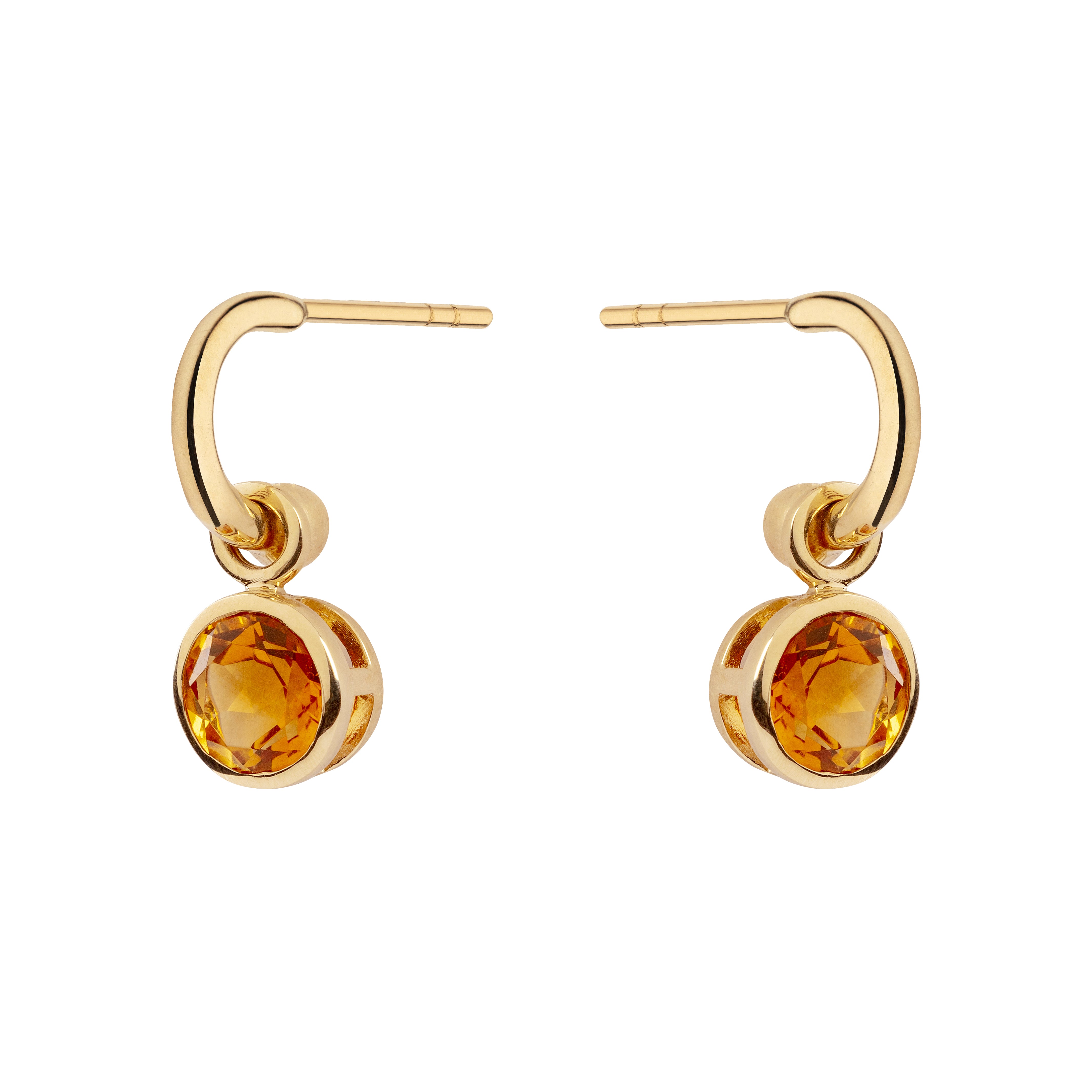 9ct Yellow Gold Hoop Earrings with Detachable Citrine Rounds