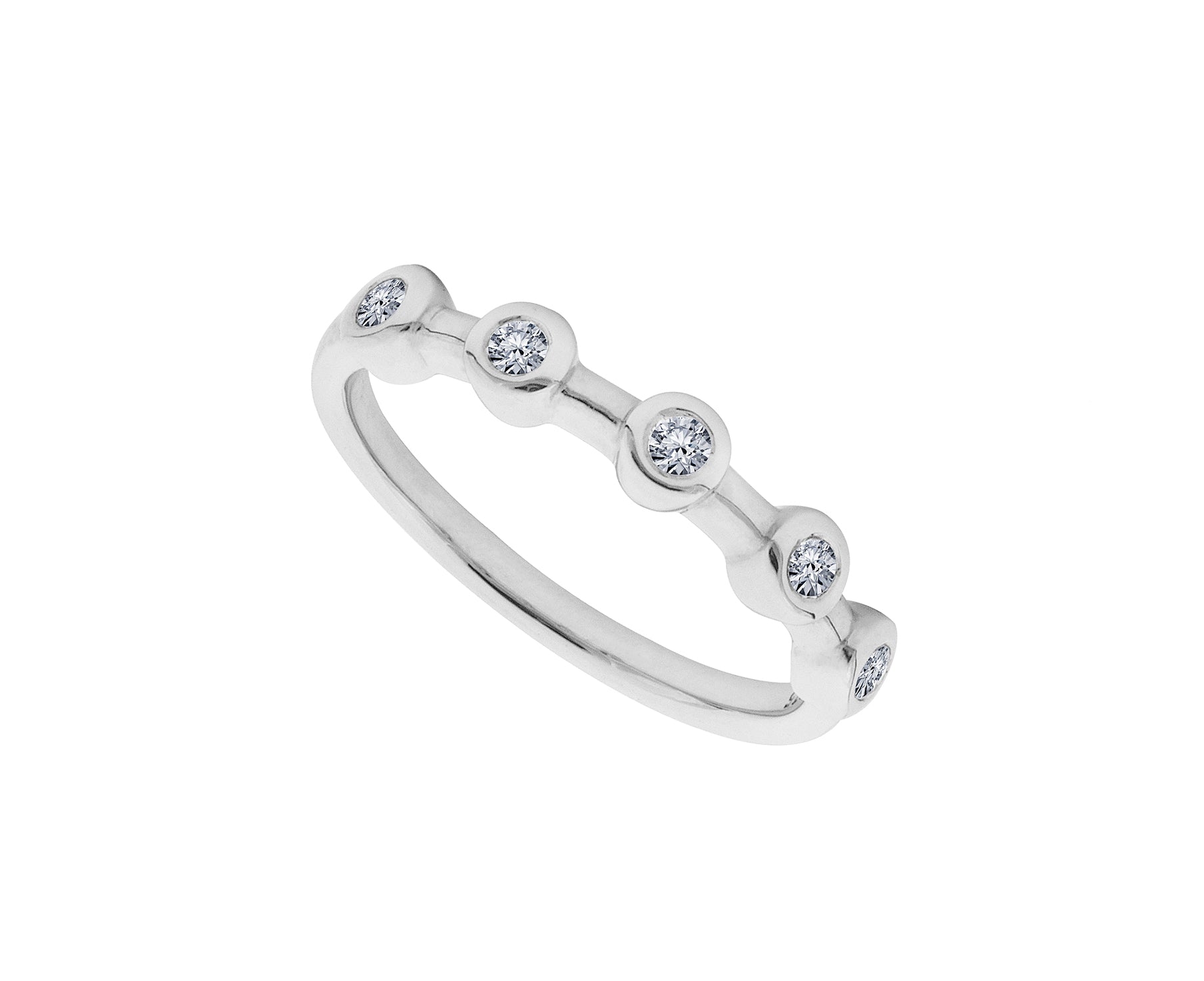 9ct White Gold Stacking Ring with Round Diamonds