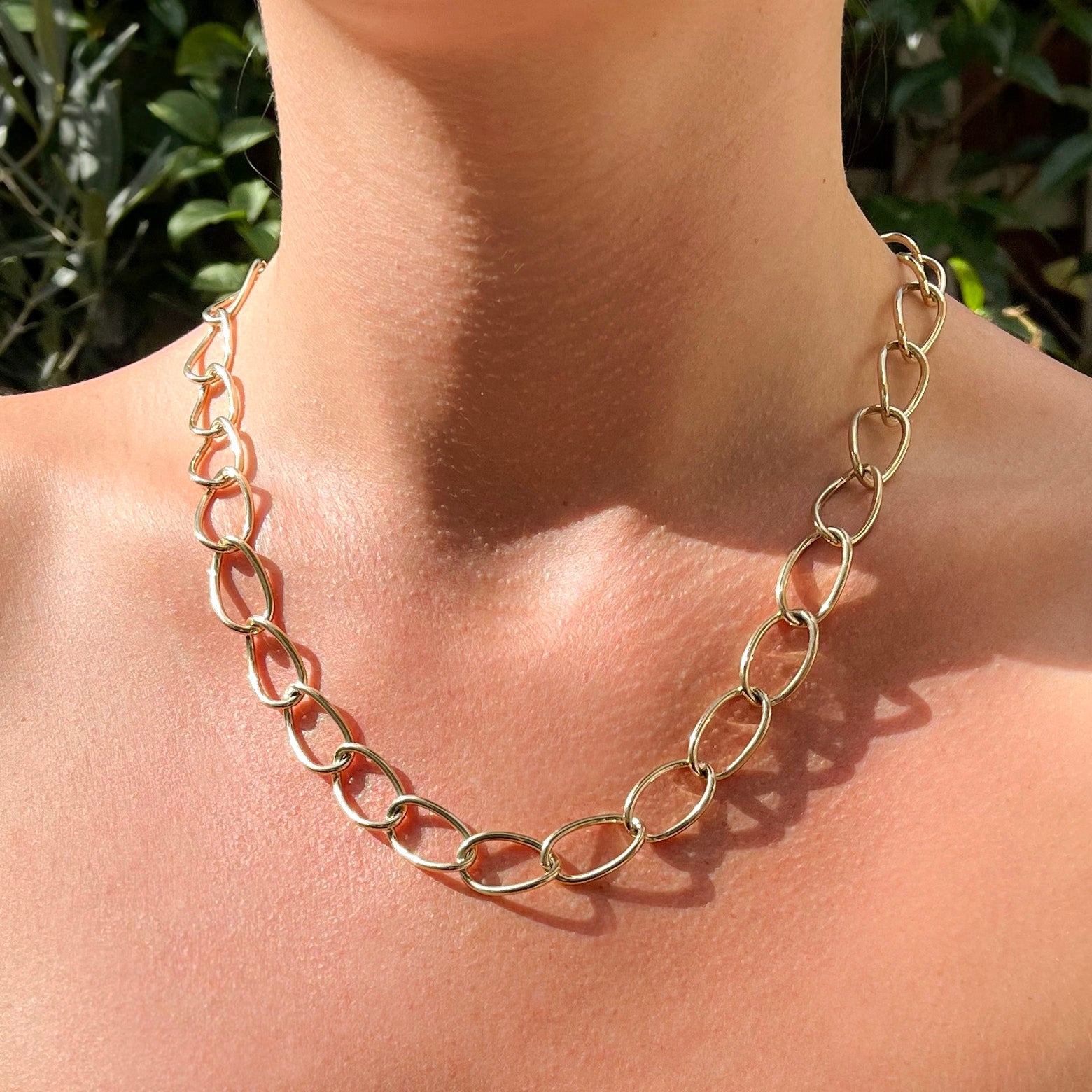 9ct Yellow Gold Oval Link Necklace with Lobster Clasp