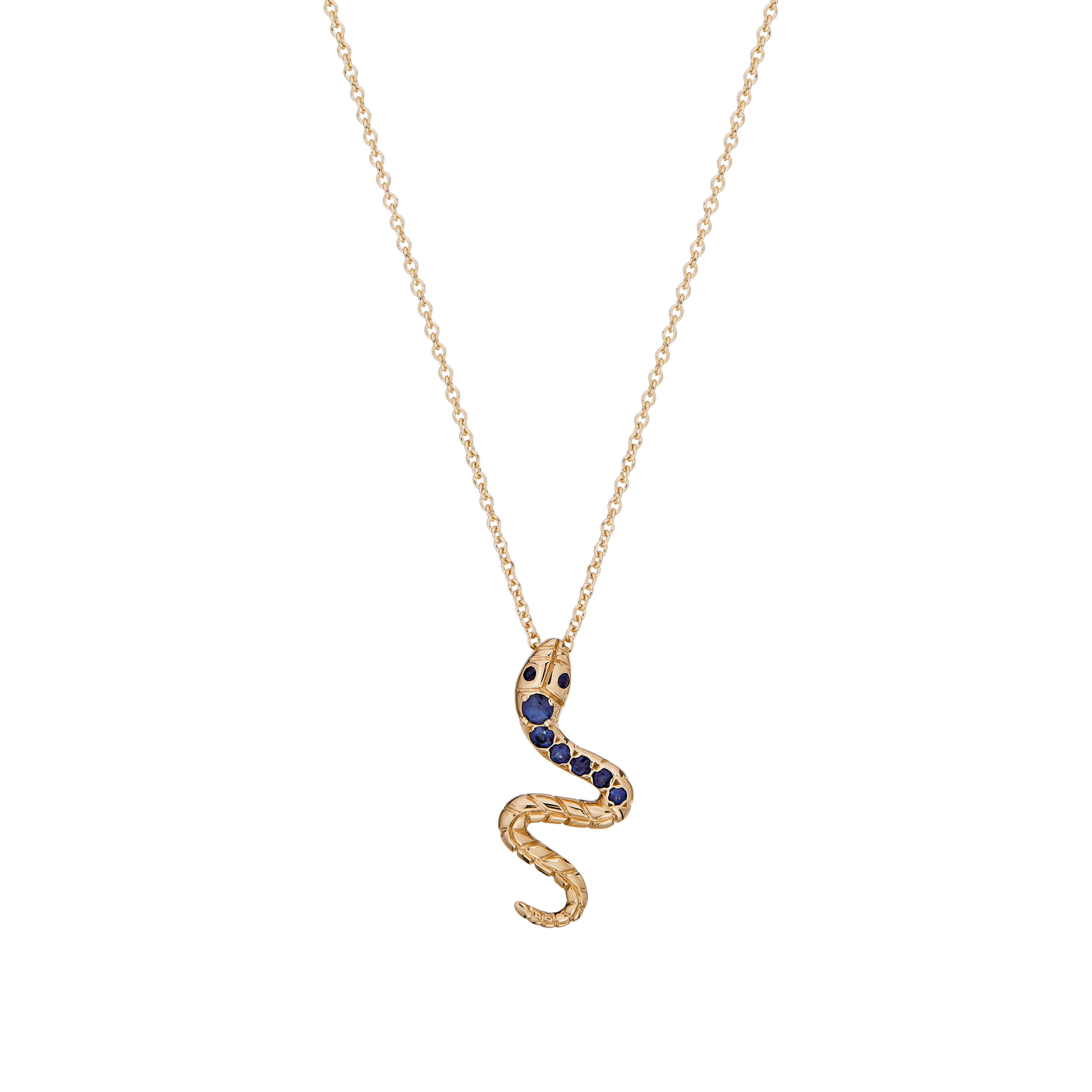 9ct Yellow Gold Snake Pendant Set with Sapphire