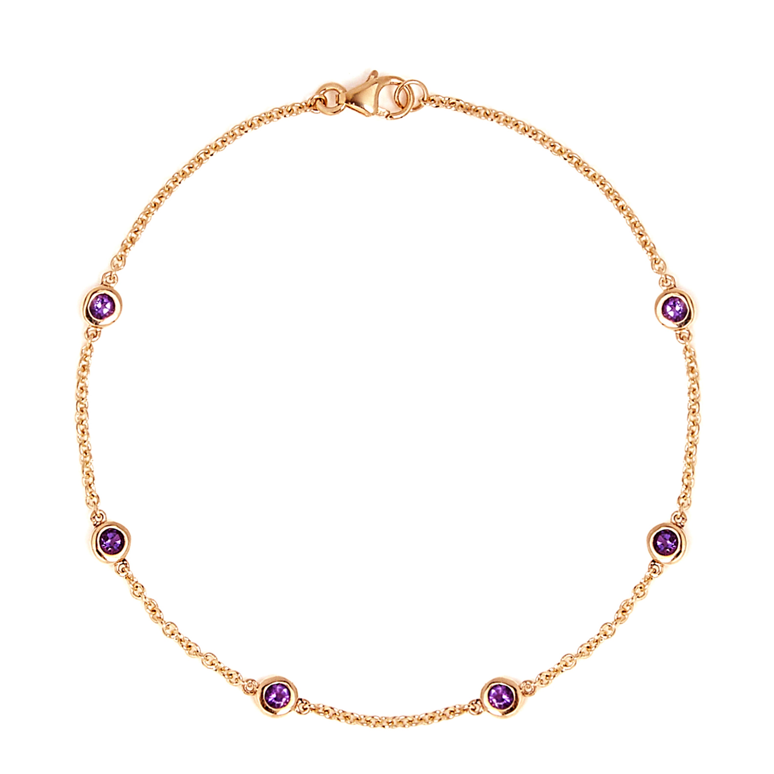 9ct Yellow Gold Chain Bracelet with Spectacle-Set Amethyst