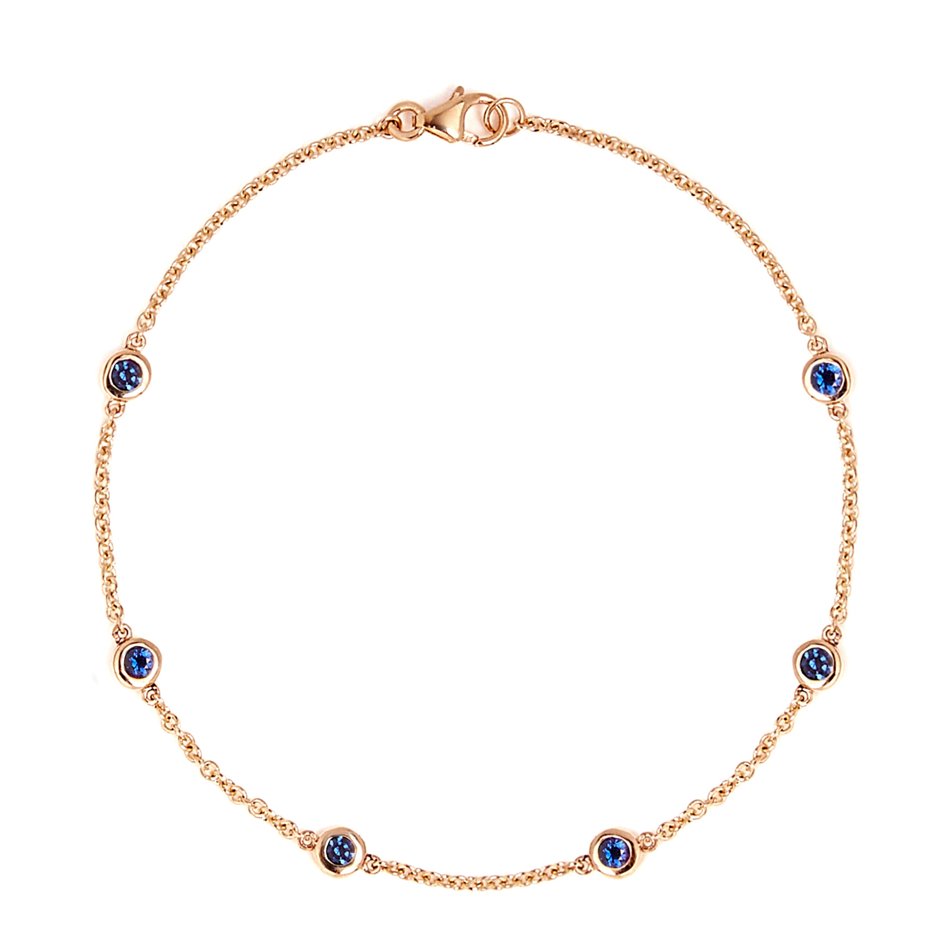 9ct Yellow Gold Chain Bracelet with Spectacle-Set Sapphire