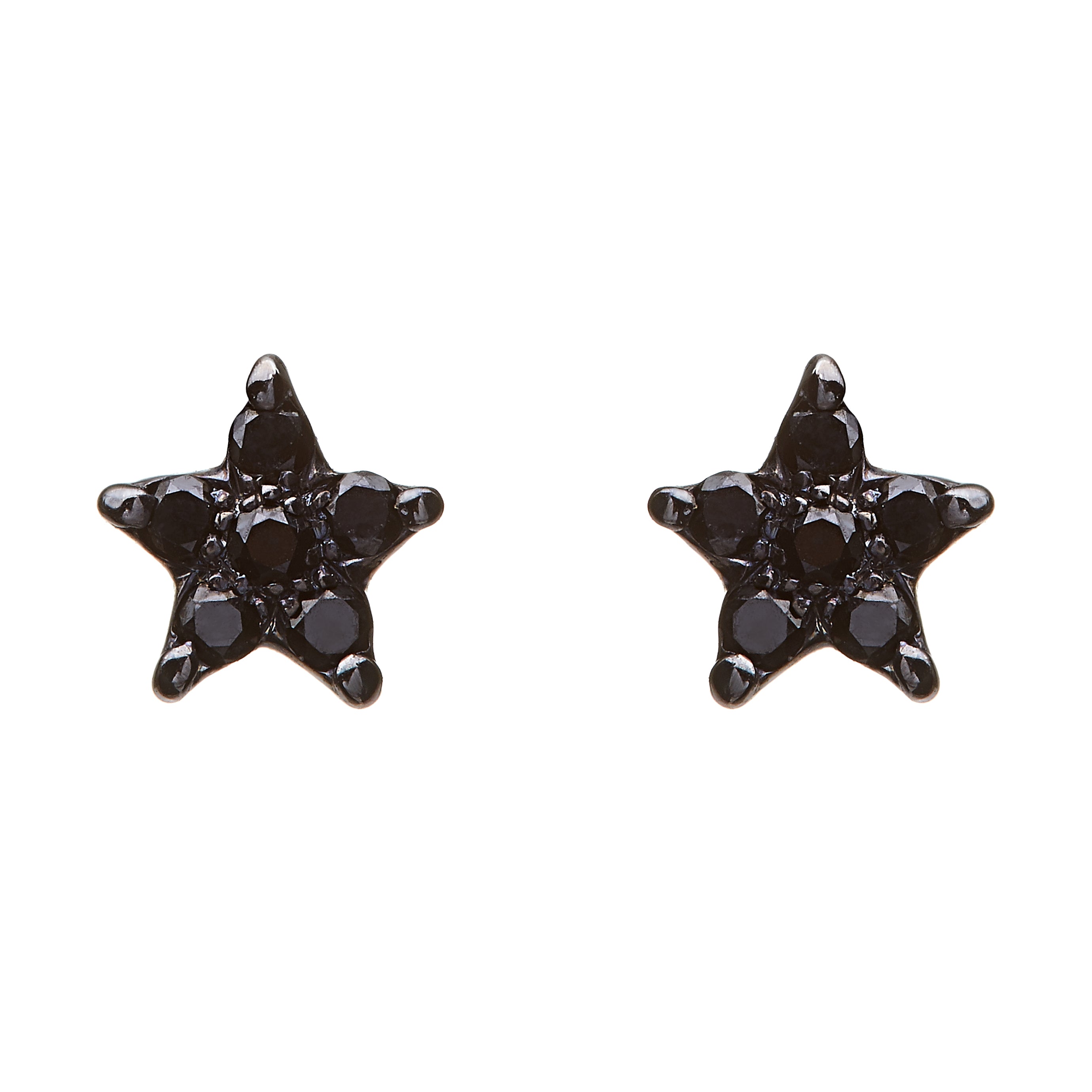 18ct White Gold Black Star Diamond Stud Earrings 6mm