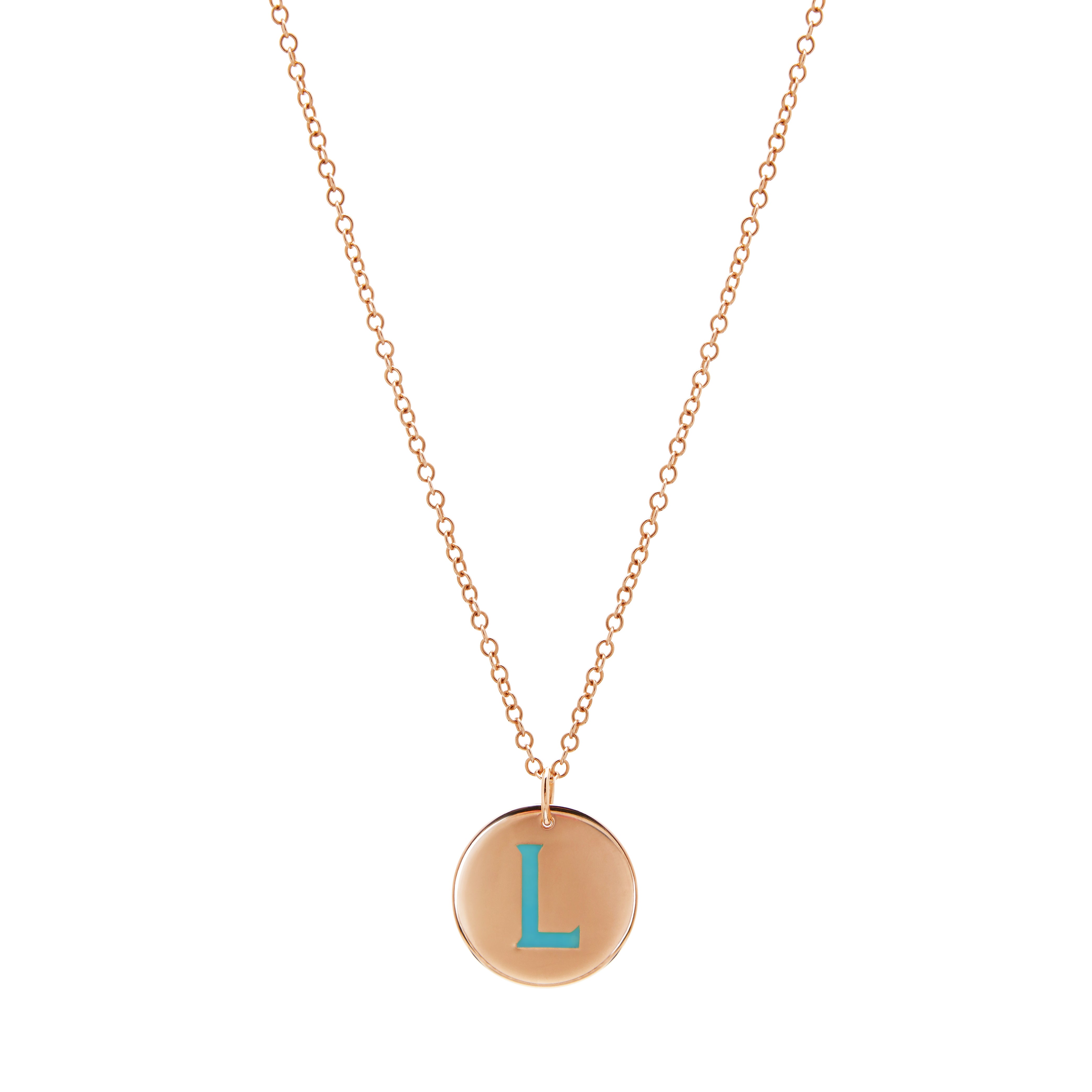 Sterling Silver and Gilt Disc Pendant with Personalised Enamelled Initial